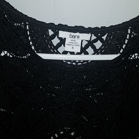 Bar III Black Crocheted Scalloped Blouse Small - Picture 2 of 4